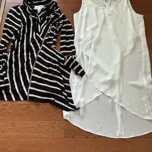 Joseph Ribkoff Elegant Cream Top and black and white striped